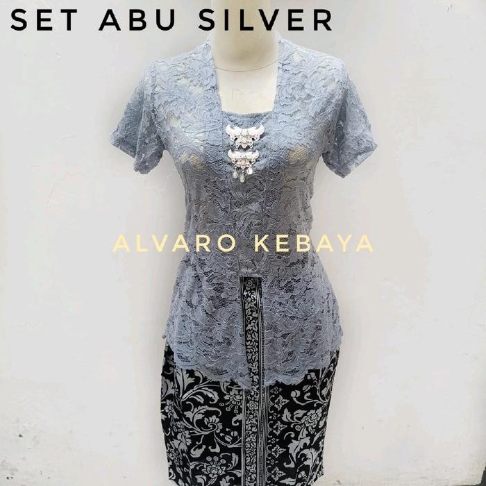 "V.NLN" -  PROMO set kebaya lengan pendek brokat pendek strait kutubaru modern rok span setelan mura