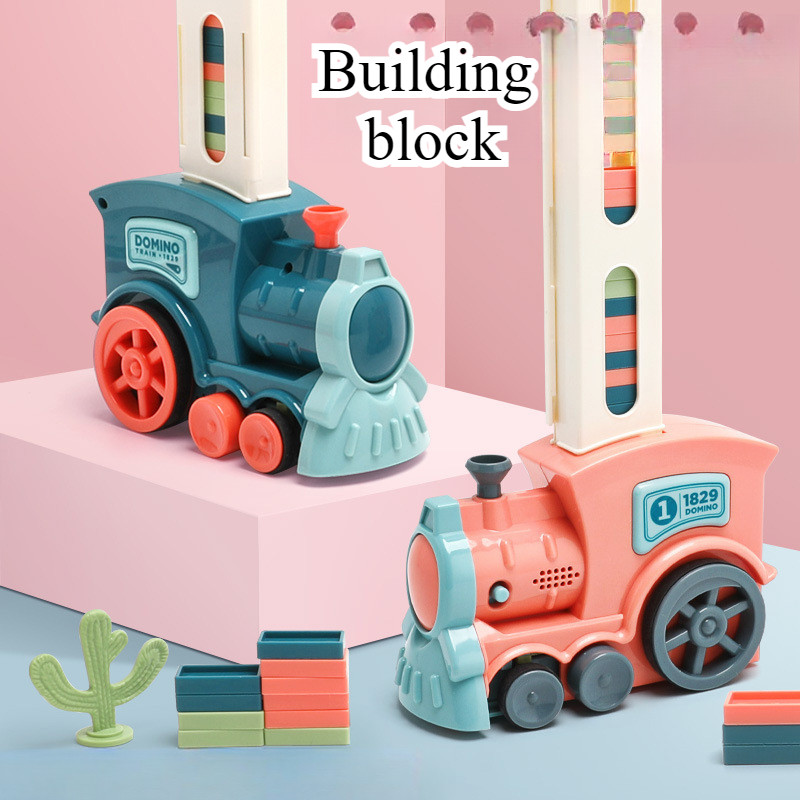 Train Building Blocks Domino Electric Small Train Automatically Released Licensed Children's Educati
