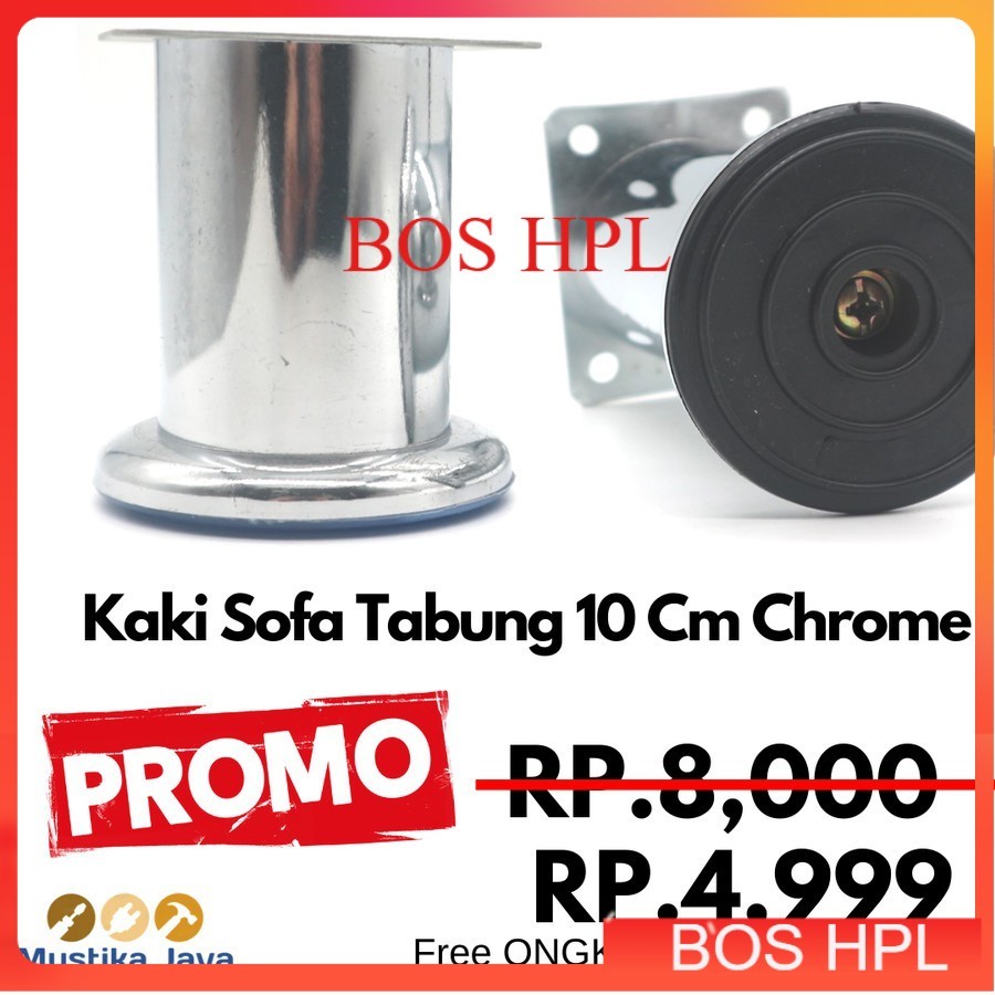 Kaki Tabung 10 Cm Besi Chrome Kaki Sofa Kaki Rak Sepatu Rak TV