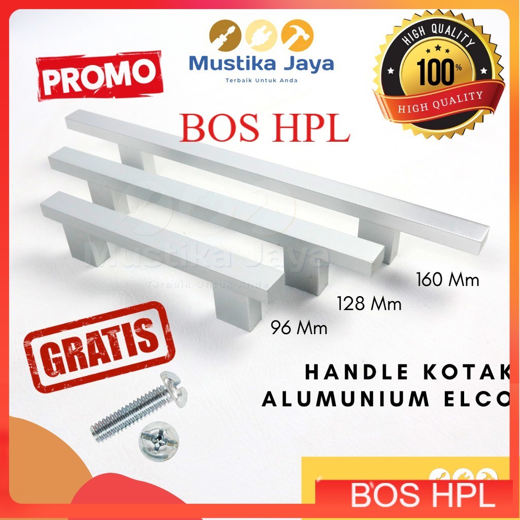 Handle Tarikan Gagang Lemari Laci Pintu Alumunium Elco Model kotak