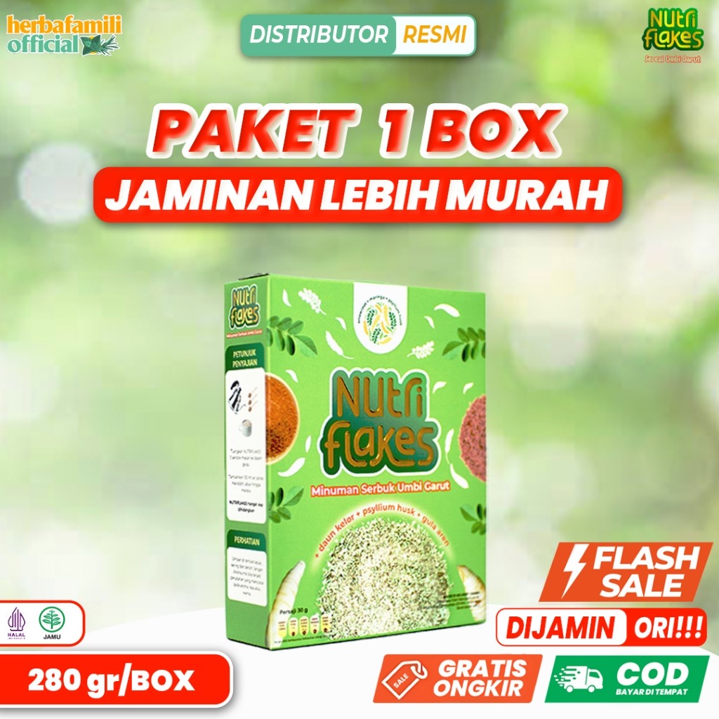

NUTRIFLAKES 1 BOX ORIGINAL 100% | Produk Ori Sereal Umbi Garut Penuh Serat Atasi Masalah Asam Lambung Gerd Maag NUTRI FLAKES FLASH SALE 1
