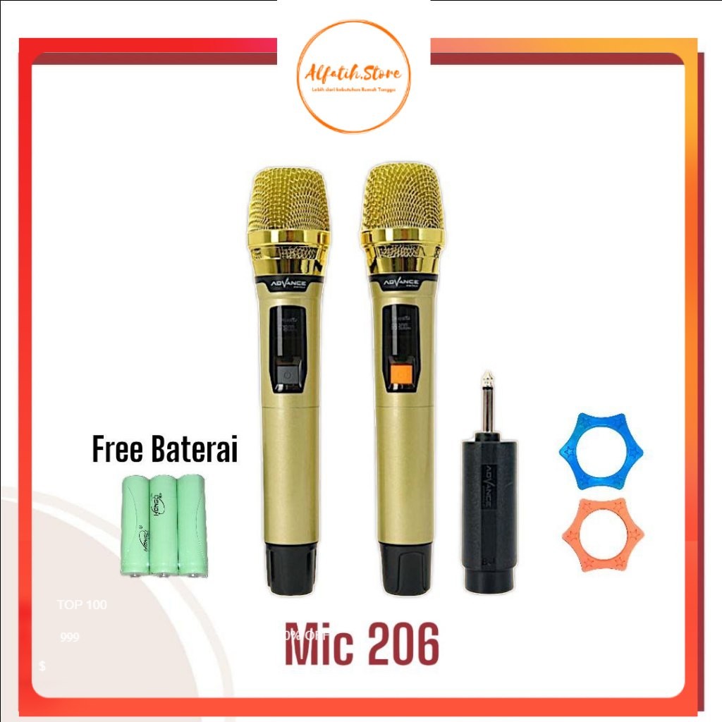 ADVANCE Professional Microphone MIC-206 Mic Wireless Mikrofon Bluetooth Gold