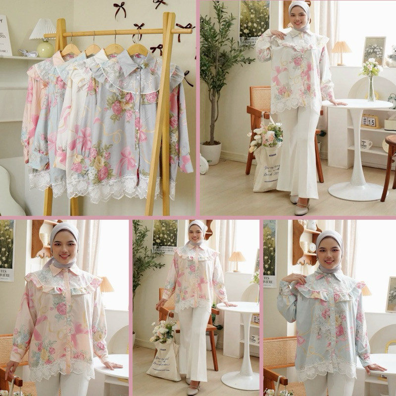 BEBENGKRIBBO - ZFS BLOUSE RETA CANTIK MOTIF MEIJIWANG RENDA / MEIJI LACE BLOUSE / Atasan blouse rend