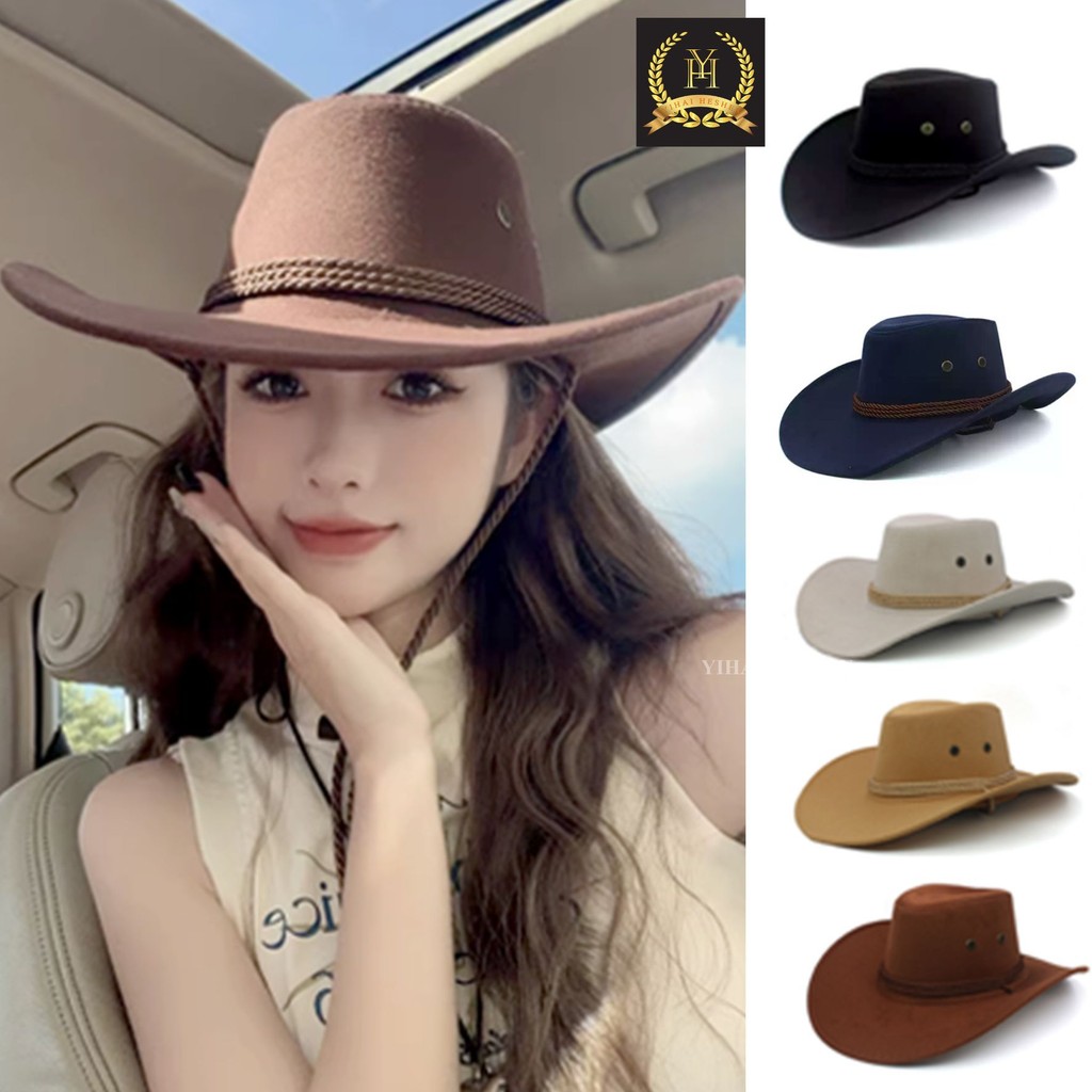 Topi Koboy Amerika Laken Dewasa Pria Wanita Topi Koboy Fashion- YH358