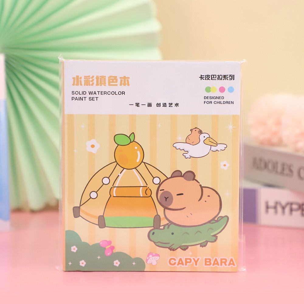 

SOLID WATER COLOR PAINT SET CAPYBARA EDITION mainan anak mewarnai kreatifitas imajinasi motorik halus cat air goodie bag