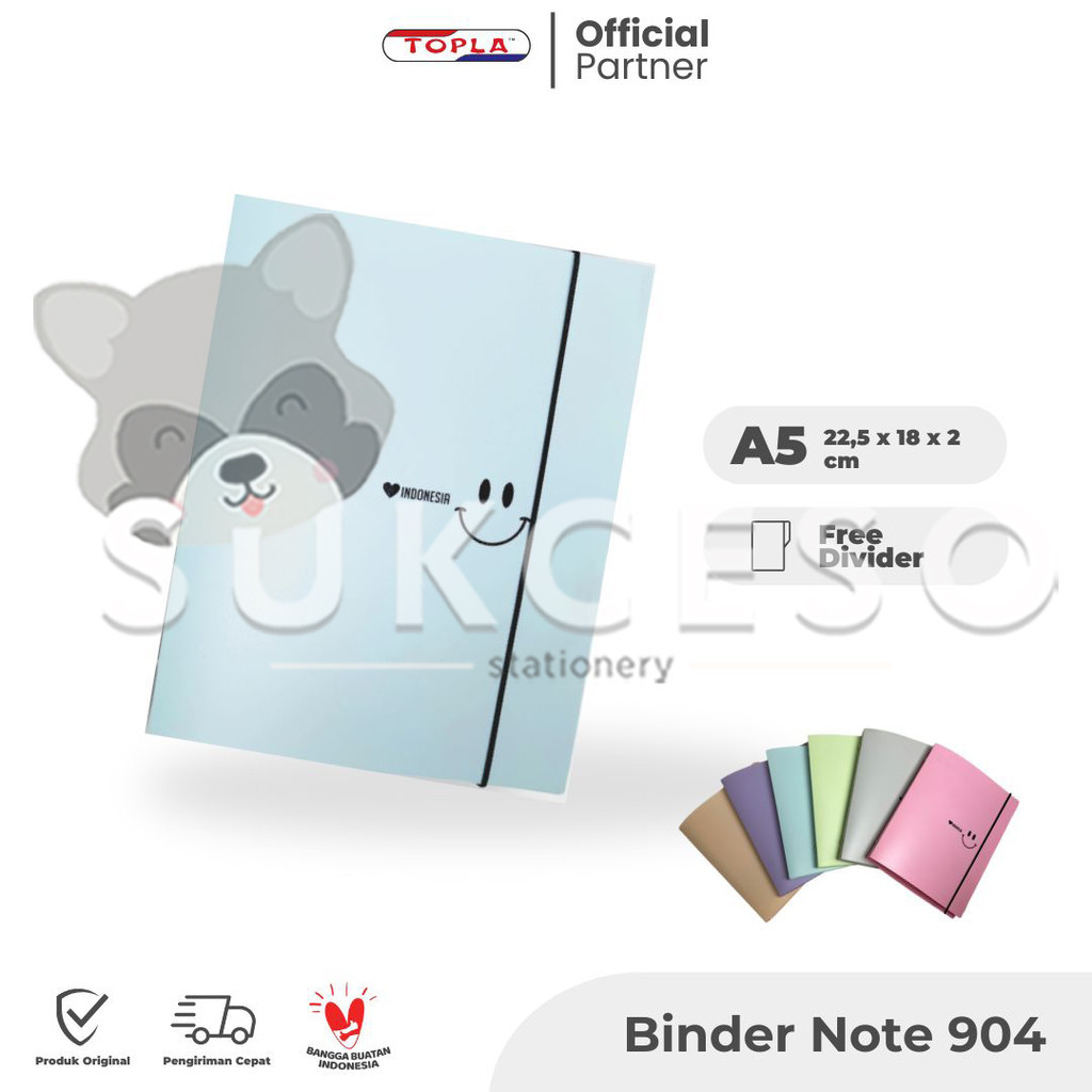

TOPLA Binder Note A5 904 Buku Catatan Smile 20 Ring Pastel Color Lucu