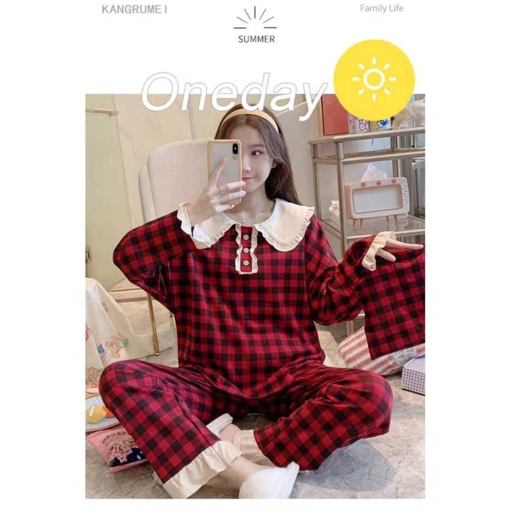 Baju tidur piyama pp kaos import lengan panjang celana panjang SETELAN SETCEL ONESET SET PIYAMA BAJU