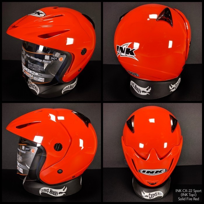 ✨READY✨ -HELM INK TOPI CX22  CX 22 solid polos motif - Fire Red, M