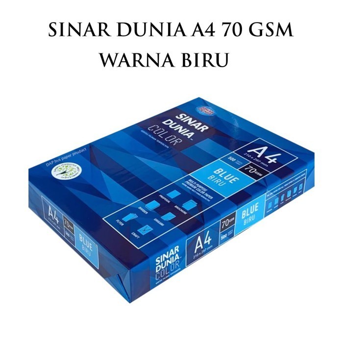 

Kertas Fotocopy HVS Warna Biru Sinar Dunia SIDU A4 70 Gram Gsm Gr