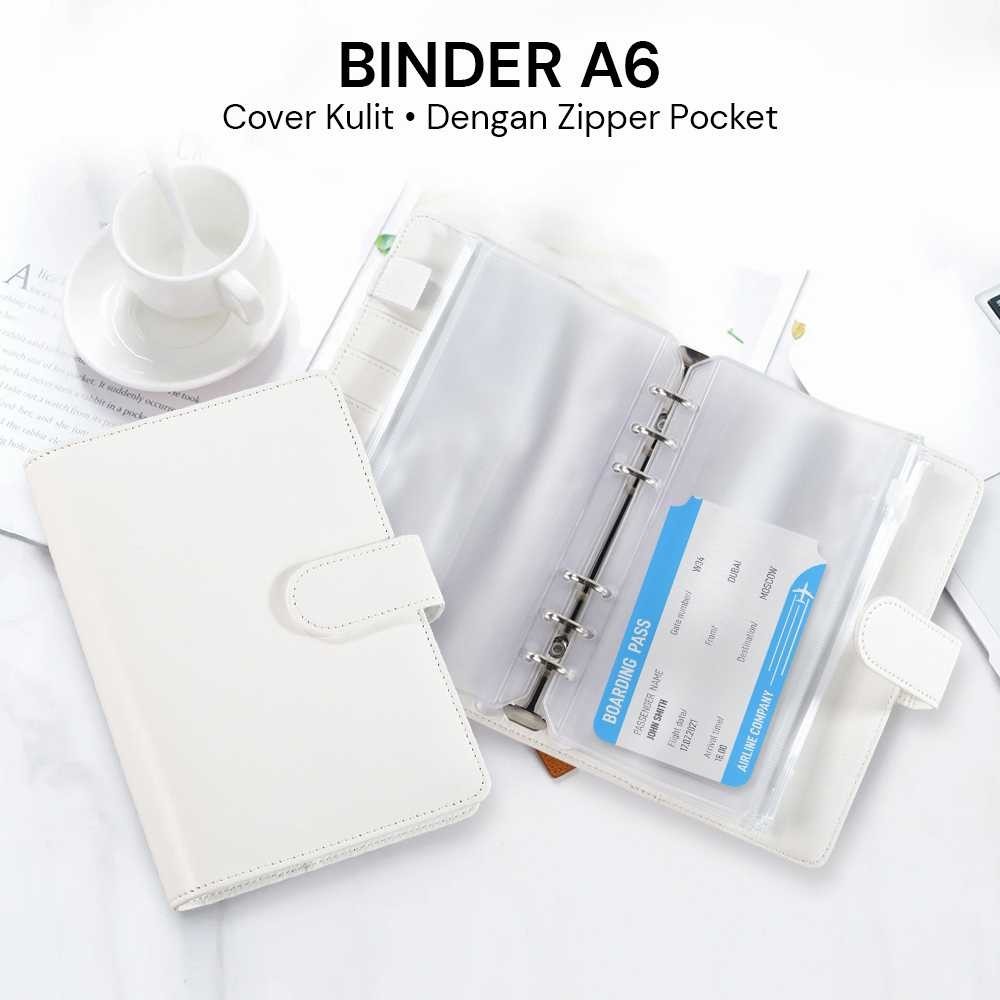 

R45fashion Binder Notebook A6 Diary Cover Kulit with Zipper Pockets 6 PCS