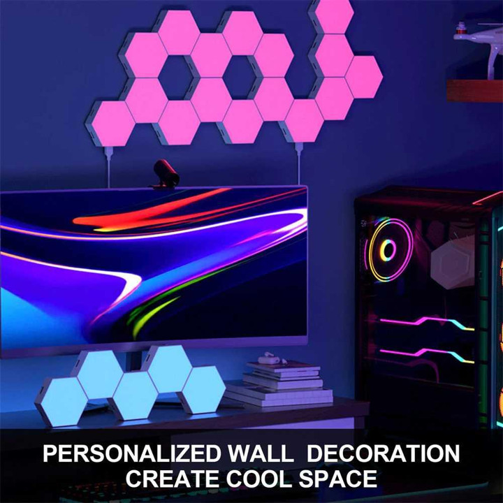 Yabstrip Lampu Hias Hexagonal LED RGB Smart App Control 10 PCS HD003 Lampu Dinding Dekorasi Luar Rum