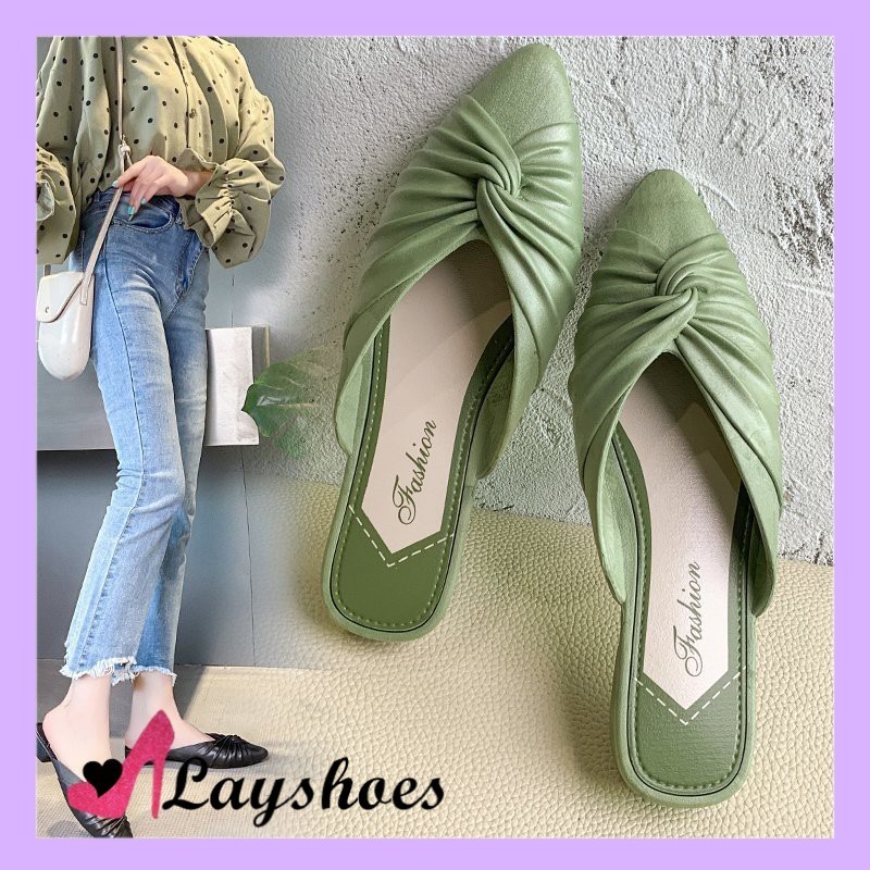 LAYSHOES SEPATU AESTHETIC KOREA IMPORT FD Sendal Slop Wanita Ala Korea Import Sandal Fashion Cewek K
