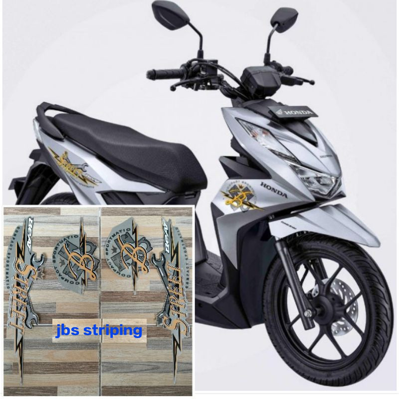 striping beat stiker motor Honda beat street silver tahun 2020 2021