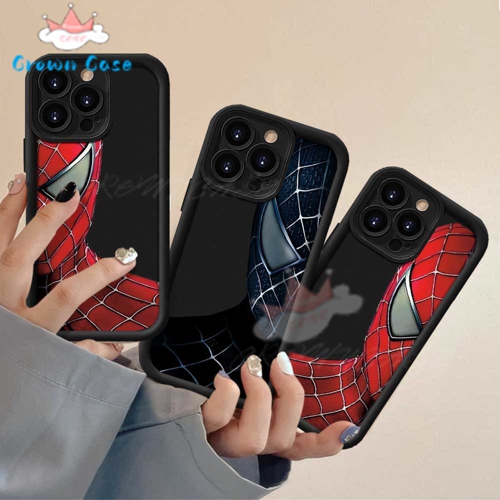 Casing hp iPhone 11 7 15 13 12 14 Pro Max XR iPhone 8 Plus 6 6S XS Max Silicone Half body Spider Man