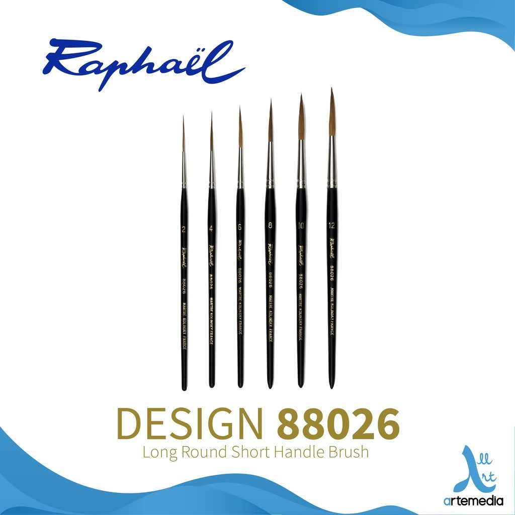 

Raphael 88026 Kuas Lukis Long Round Design Kolinsky Sable Brush Short Handle