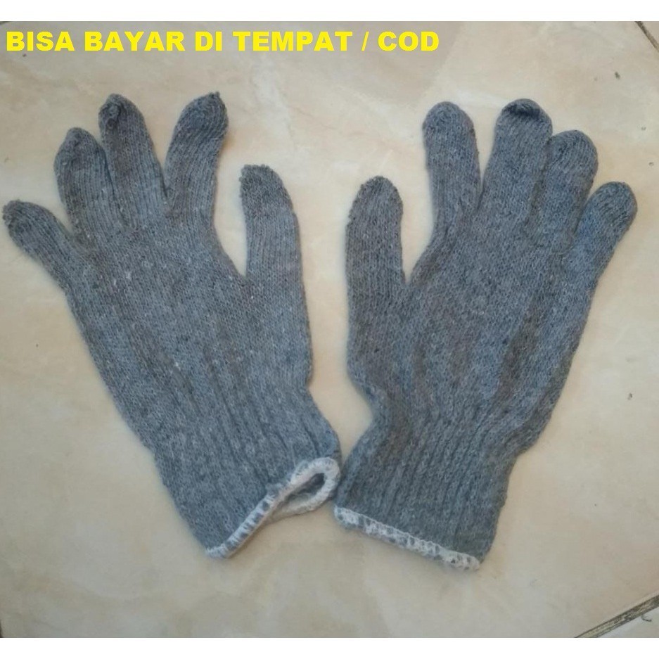 SARUNG TANGAN TUKANG  / KEBUN  / SARUNG TANGAN  KAIN BENANG RAJUT ABU ABU