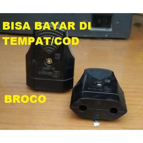 Contra Steker BROCO HITAM Gepeng (Female) Jek Kontra Colokan Listrik/Jek Wadon