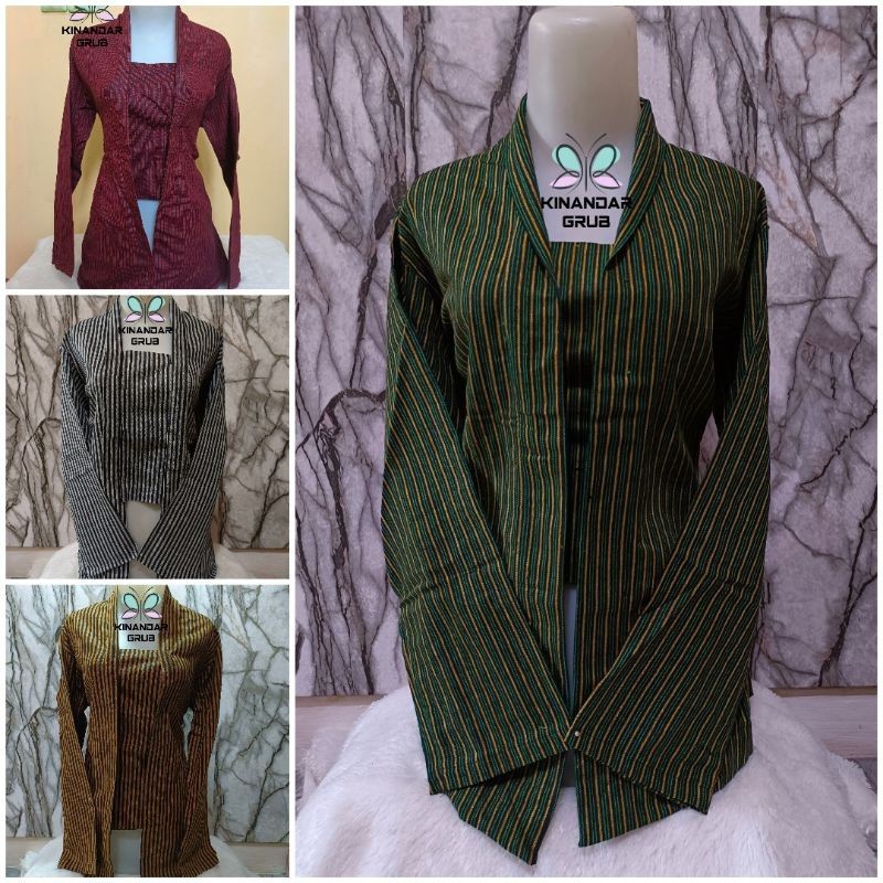 LURIK JAWA Kebaya Lurik Tenun Garis Kecil Size Dewasa / Kebaya Lurik Kutubaru / Pakaian Adat Jawa