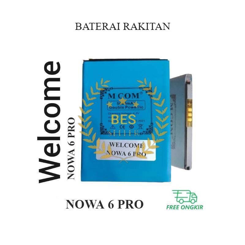 Baterai MCOM for Welcome Nowa 6 Pro Double Power 5000mAh batere batre batrai battery Bergaransi