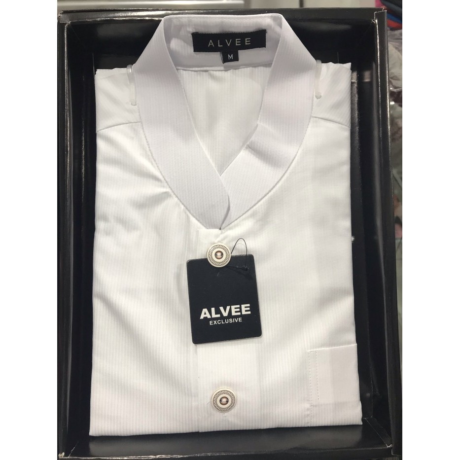✨MURAH✨ -Baju koko salaf alvee - Putih Garis2, S