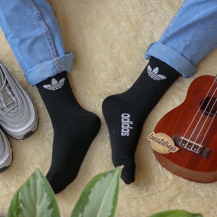 KAOS KAKI PENDEK ADIDAS SEMATA KAKI TEBAL PRIA WANITA DEWASA PREMIUM - Hitam