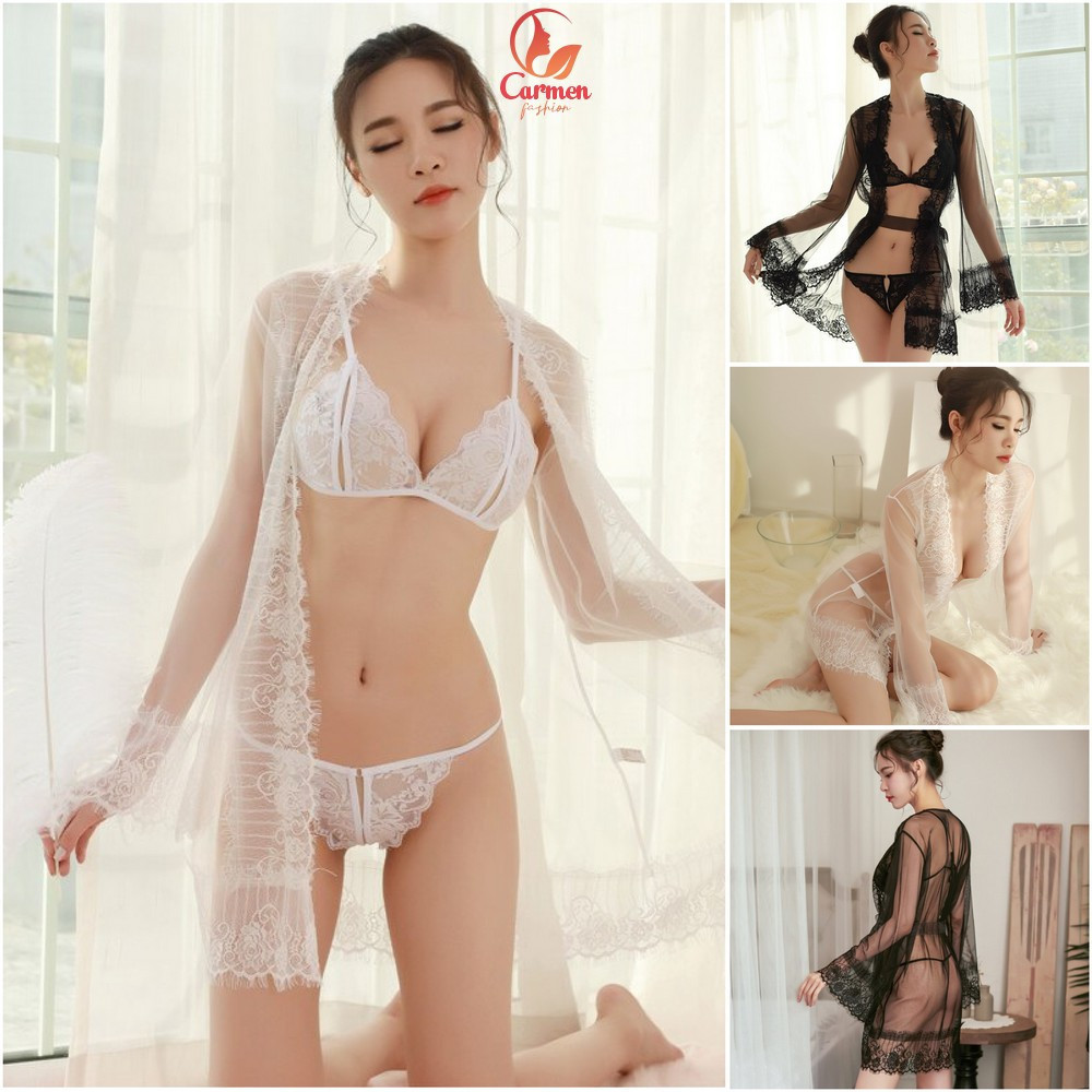 Baju Tidur Lingerie Set Bra dan Celana Dalam Motif Renda Bunga Wanita Sexy / Set Lace Piyama Seksi W