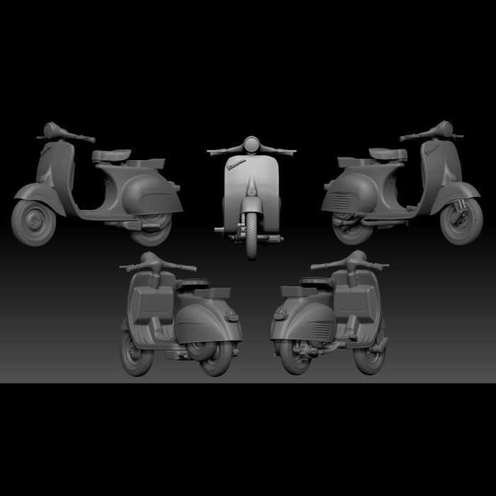 Diorama diecast motor skala 1/64 vespa miniatur figure
