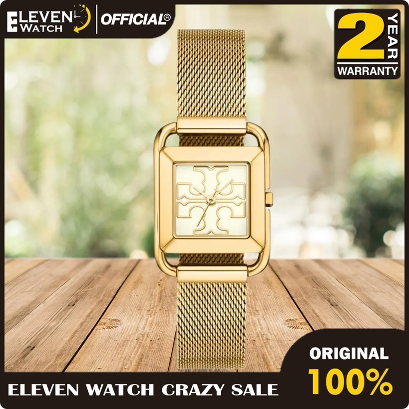 [Promo] Jam Tangan Wanita Tory Burch TBW6012 / TBW 6012 The Miller Square Gold Stainless Steel Mesh 