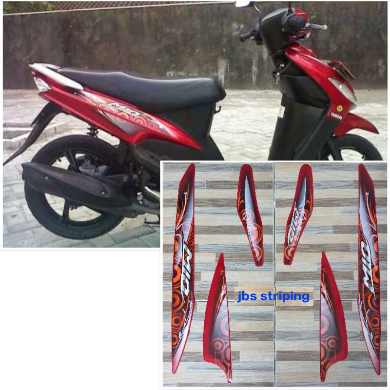 Stiker mio sporty striping Yamaha Mio sporty merah tahun 2011 2012