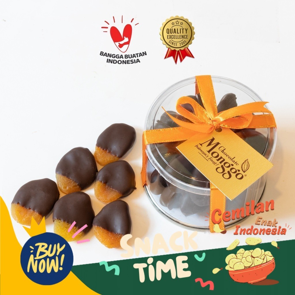 

Special Diskon Chocolate Monggo | Dried Apricot Coated with Dark Chocolate 160g | Coklat Snack Camilan Sehat