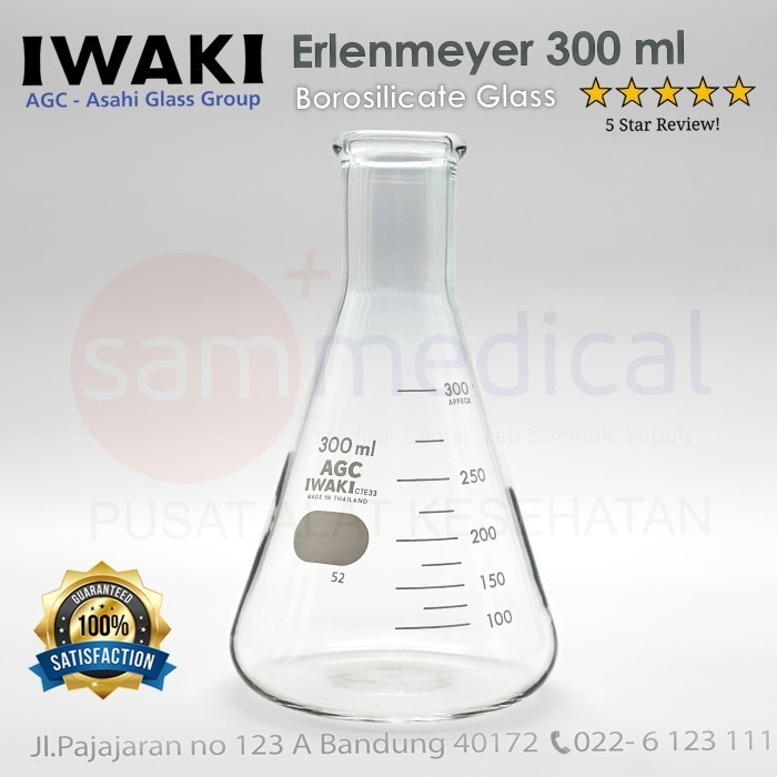 Iwaki Pyrex ERLENMEYER FLASK Gelas Kimia 300 ml
