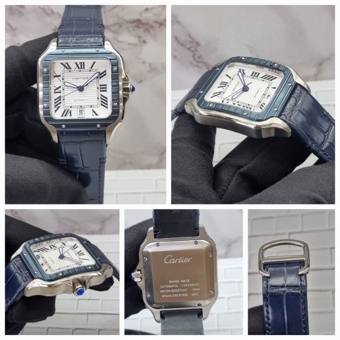 Jam tangan cartier automatic mewah termurah jam tangan automatic ring biru leather 40mm