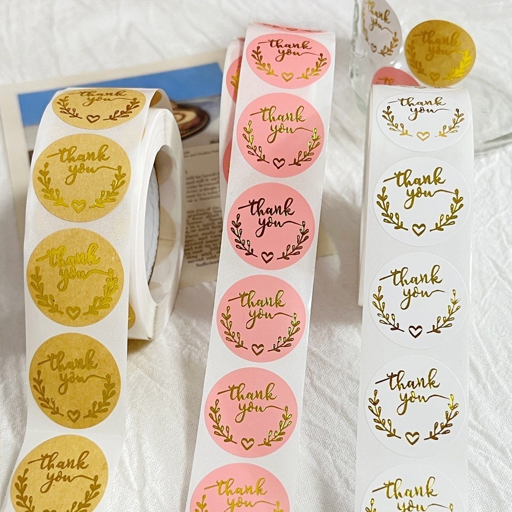 

[RP] STICKER THANK YOU GOLD Roll Isi 500 Pcs Stiker Terima Kasih Warna Self Adhesive Seal Label Roll Sticker Thank You 2.5Cm Tempelan Ucapan Terimakasih Thankyou
