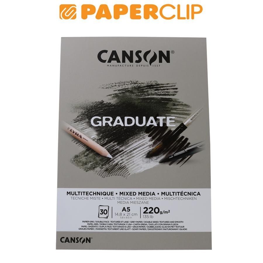 

SKETCHBOOK A5 CANSON GRADUATE MIXED MEDIA 400110370 GREY PAPER
