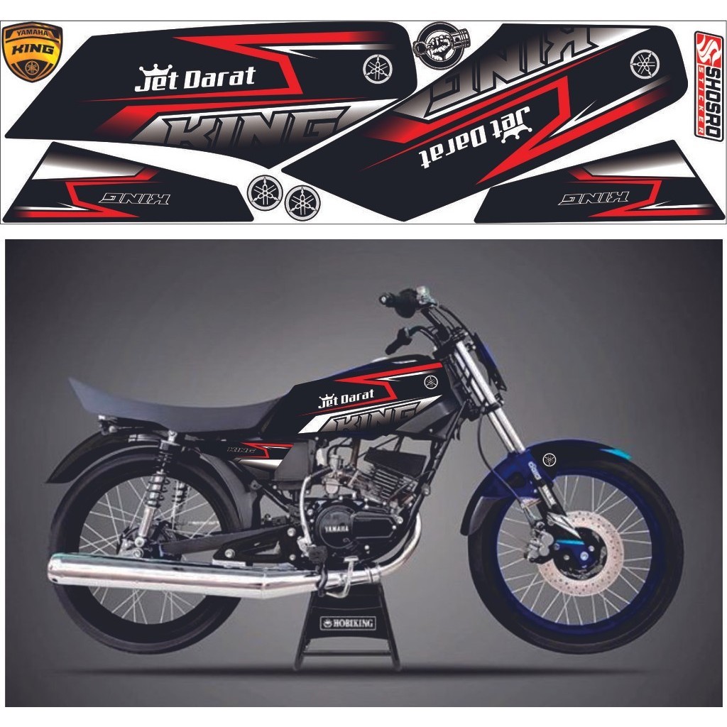 COD STICKER RX KING VARIASI CUSTOM PUTIH BIRU STRIPING KING STIKER VARIASI RX KING MOTIF SETIKER