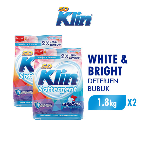 So Klin Powder Detergent White Bright 1.8 kg x2