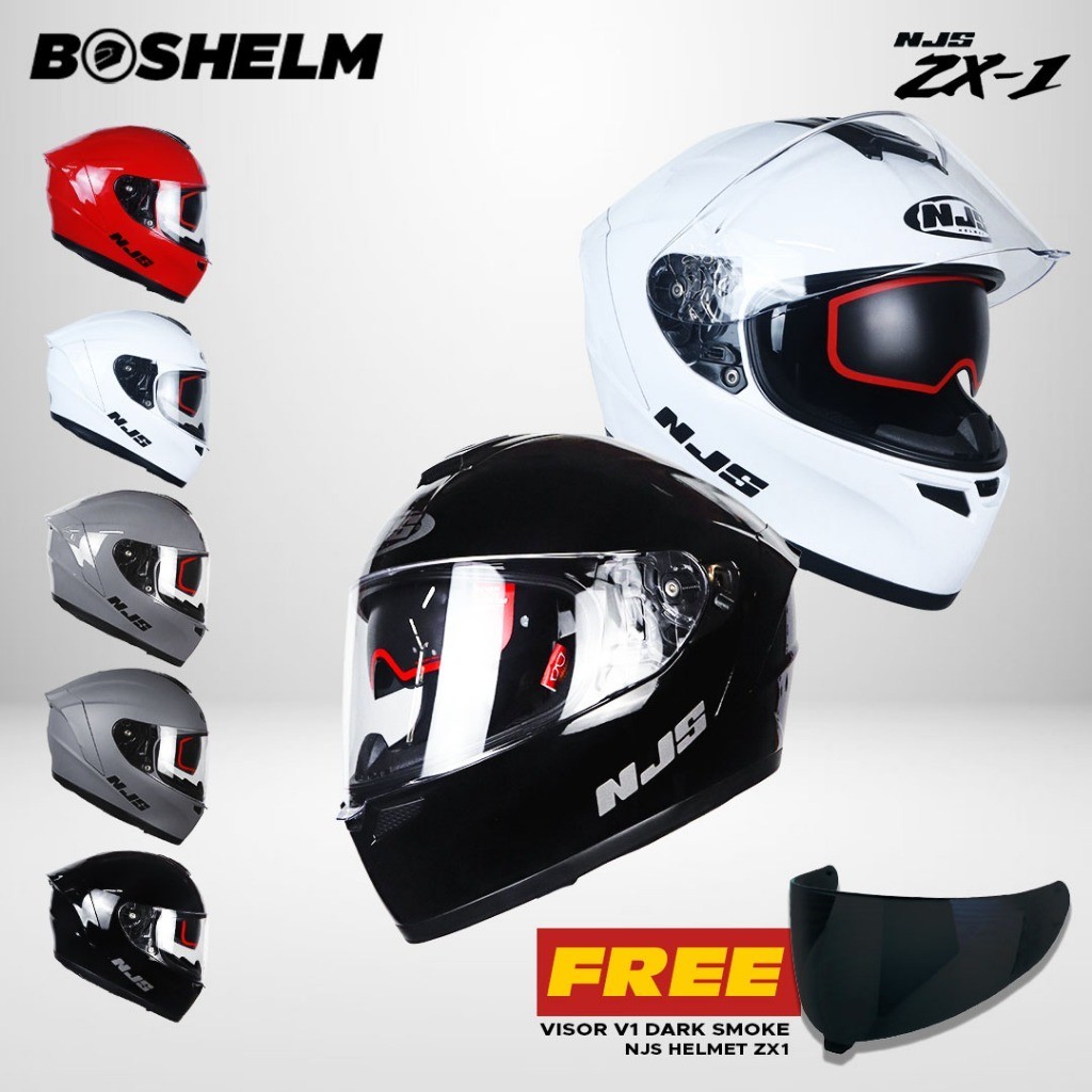 BOSHELM Helm NJS ZX-1 Solid HITAM DOFF Helm Full Face SNI