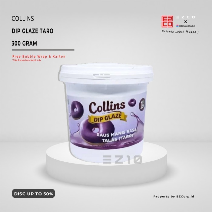 

COLLINS DIP GLAZE RASA TARO KEMASAN 300GR