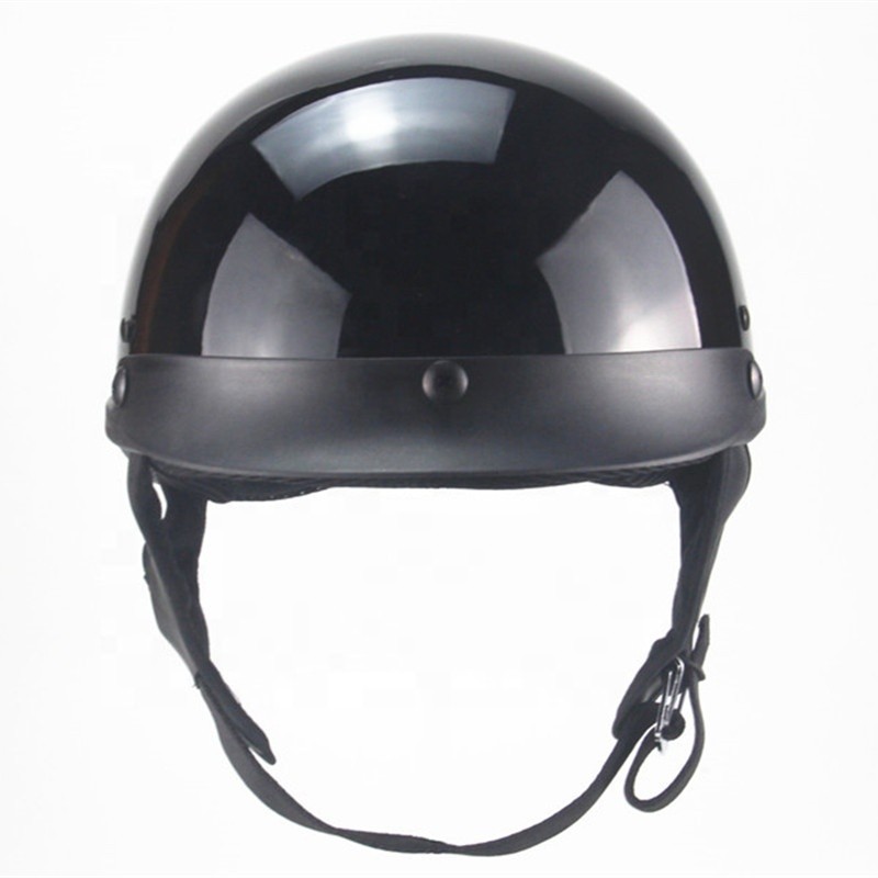 Helm sepeda motor kustom uniseks Retro Matte hitam Jerman helm wajah setengah wajah helm pengendara 