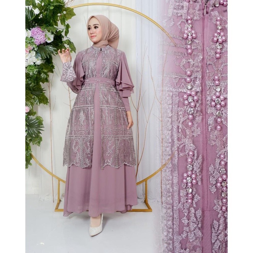 Gamis tile cardigan/ gamis/ gamis terbaru/ gamis pesta/ gamis kondangan/ gamis tile/ gamis brukat/ g