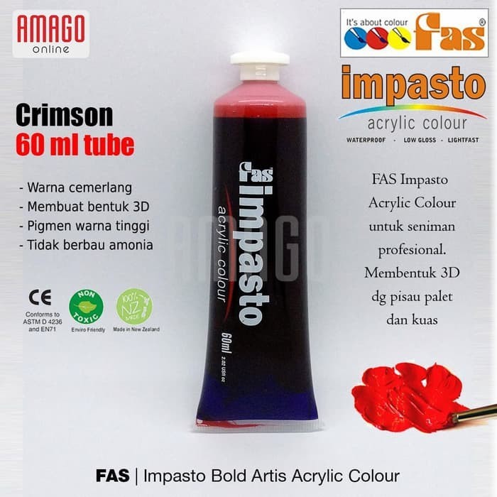 

Cat Akrilik Lukis FAS Impasto Acrylic Professional Paint - 60 ml - Crimson