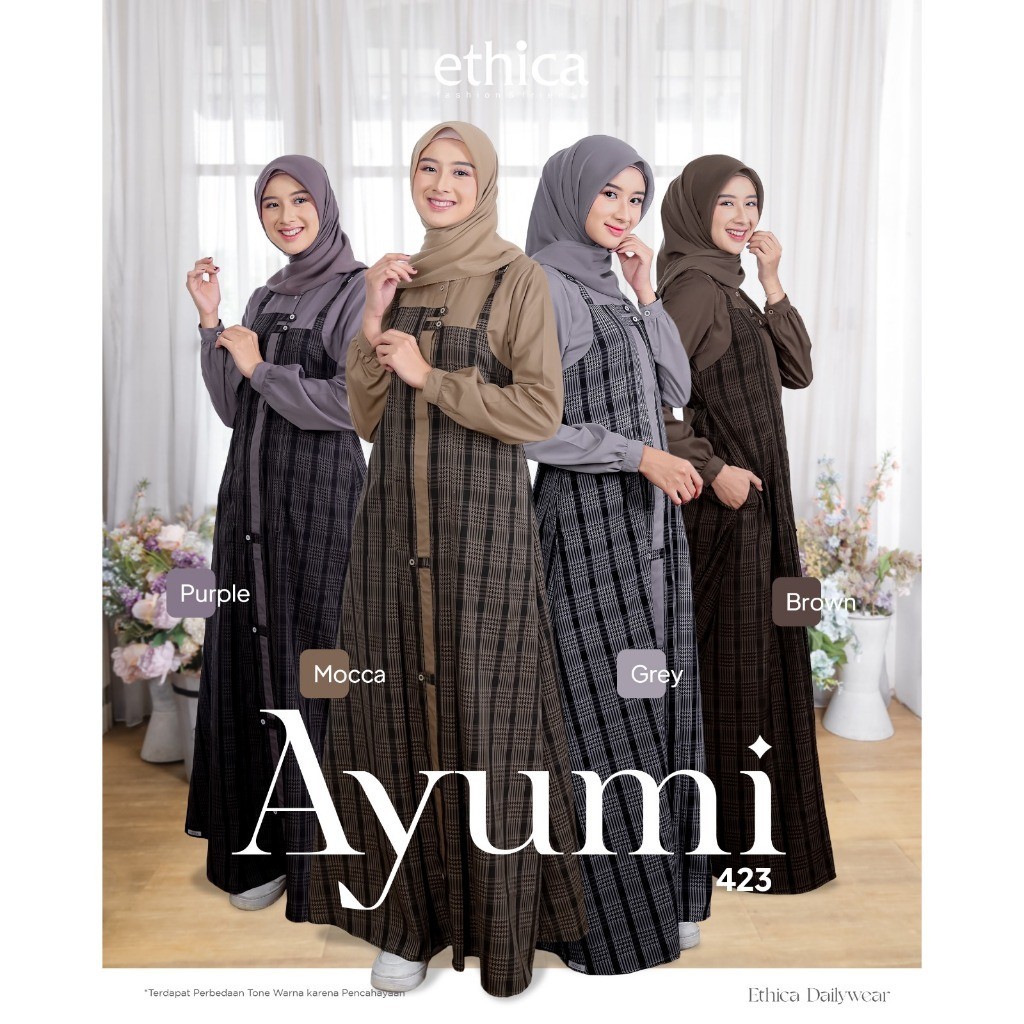 Ayumi 423 Gamis Ethica/Ayumi 423 Mocca/Ayumi 423 Brown/Ayumi 423 Grey/Ayumi 423 Purple