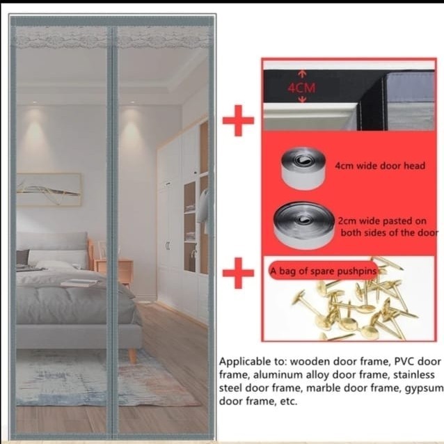 JUMBO Qood Quality Tirai Pintu Magnet Anti Nyamuk JUMBO 120X240cm - Putih, 90x210