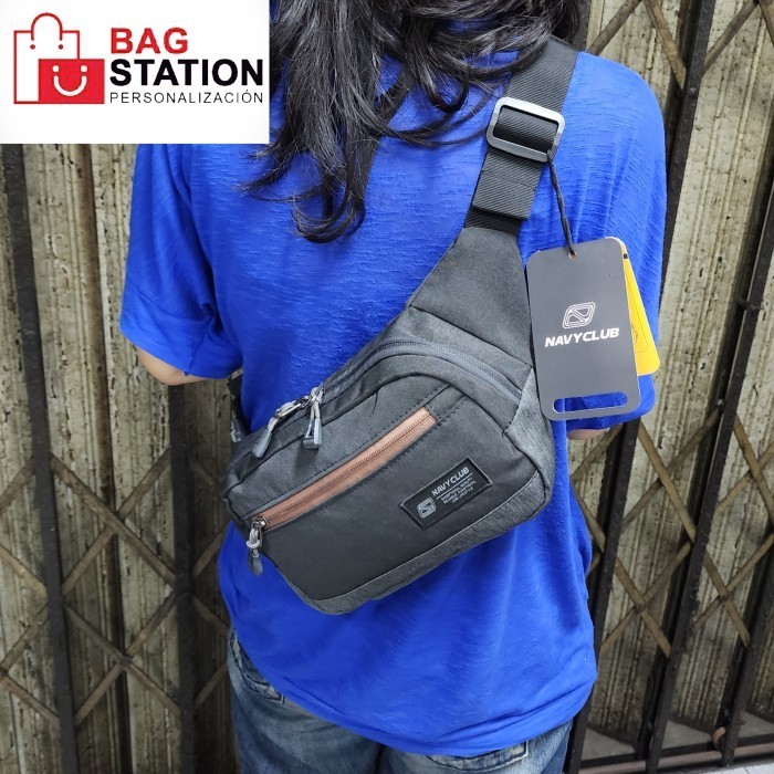 BOMEAYY TAS PINGGANG NAVY CLUB ORIGINAL TAS SELEMPANG SLING BAG PRIA WANITA - Black