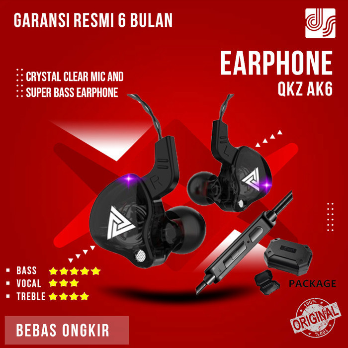 QKZ AK6 Sport Earphone with Mic - Hitam