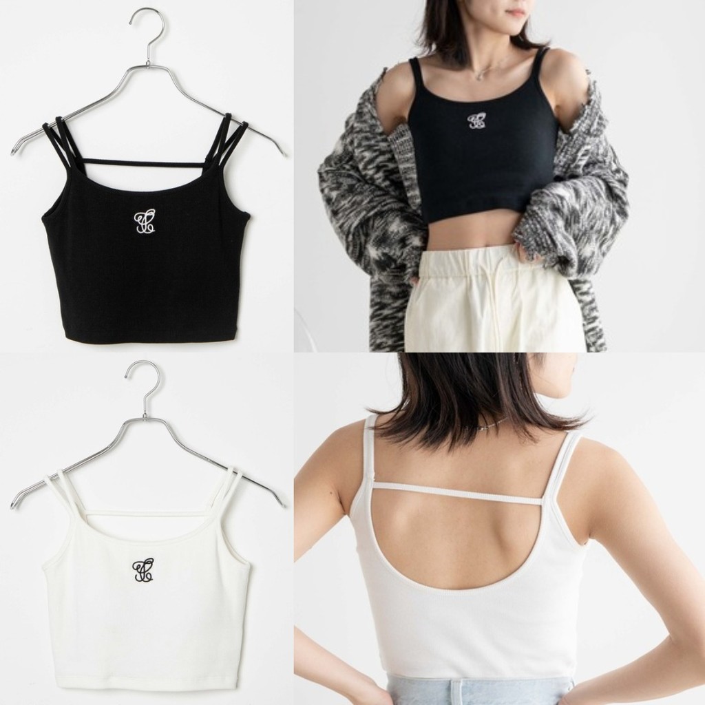 BRANDEDBYVITA #792 WEGO TANKTOP BRA LOGO EMBROIDERED CUP-IN SHORT CAMI