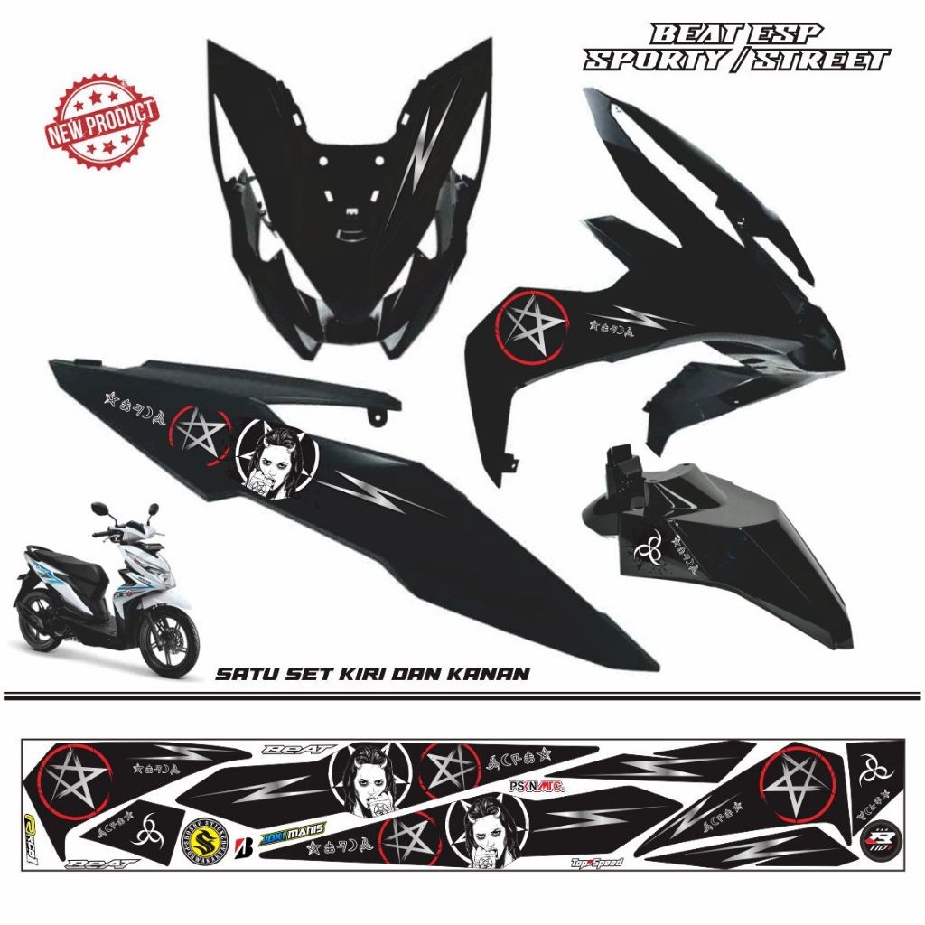 stiker motor STIKER BEAT ESP TRANSPARAN / STIKER BEAT SPORTY STREET MOTIF KEREN