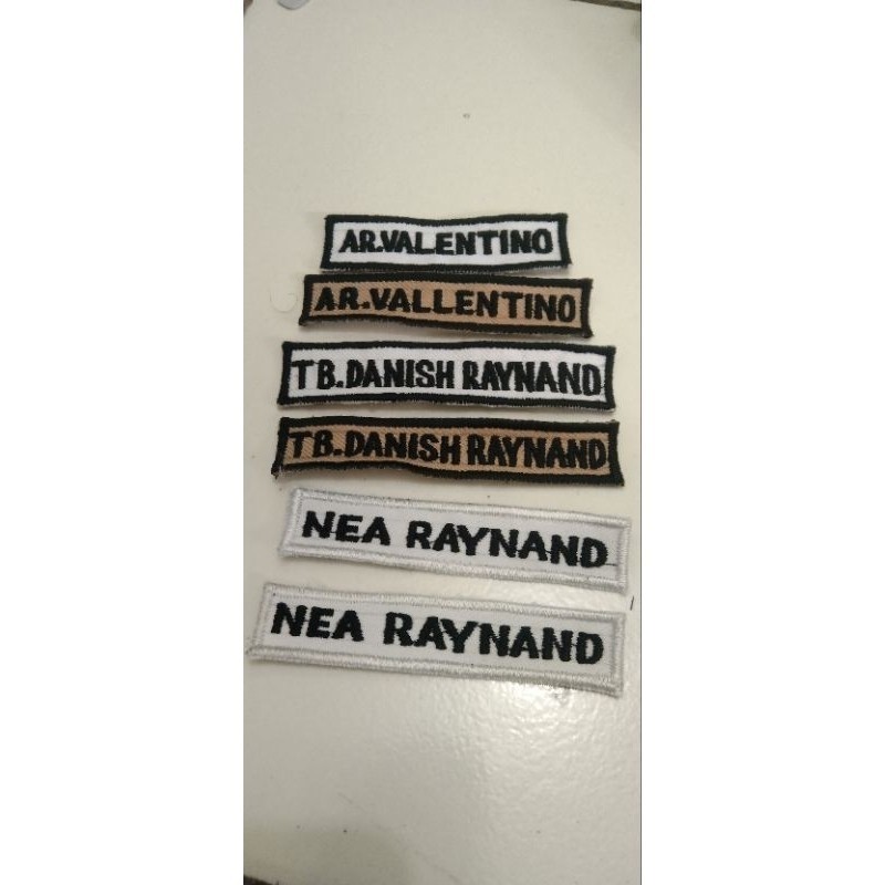 Bordir custom name tag Bet nama emblem nama bordir baju sekolah bordir bordir bordir