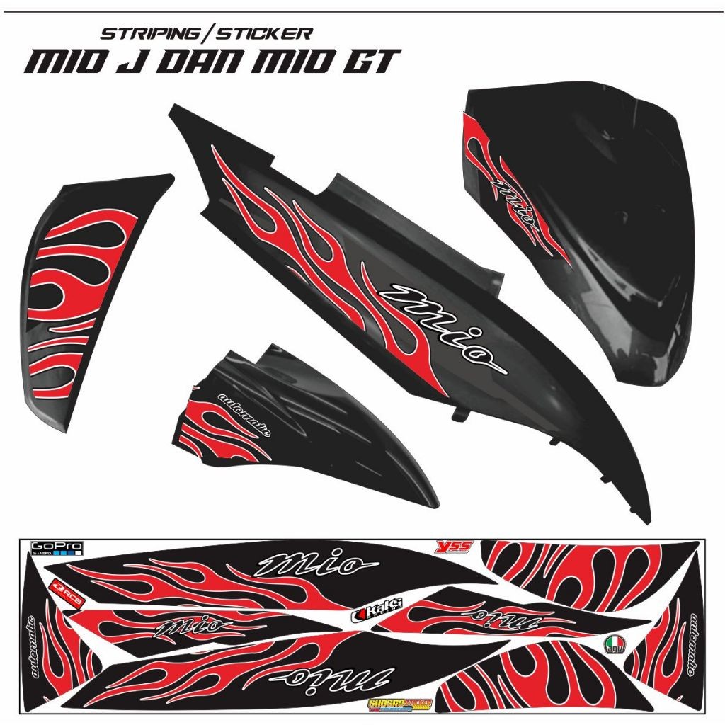 STRIPING MIO GT / STIKER  MIO J HITAM  VARIASI MOTIF BARU / STIKER MOTOR MIO J STRIPING STRIPING MOT