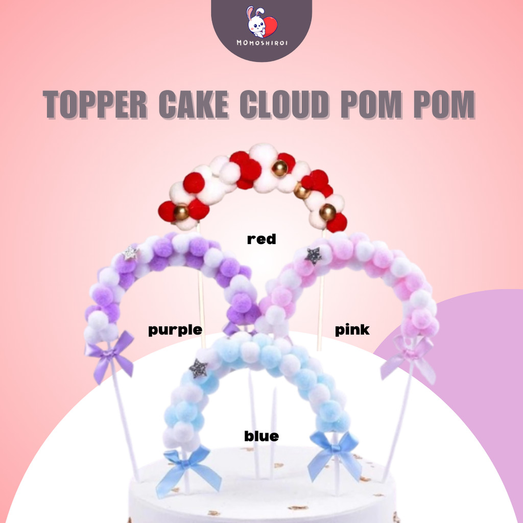 

Hiasan Kue Ulang Tahun Bentuk Awan Topper Cake Cloud Pom Pom